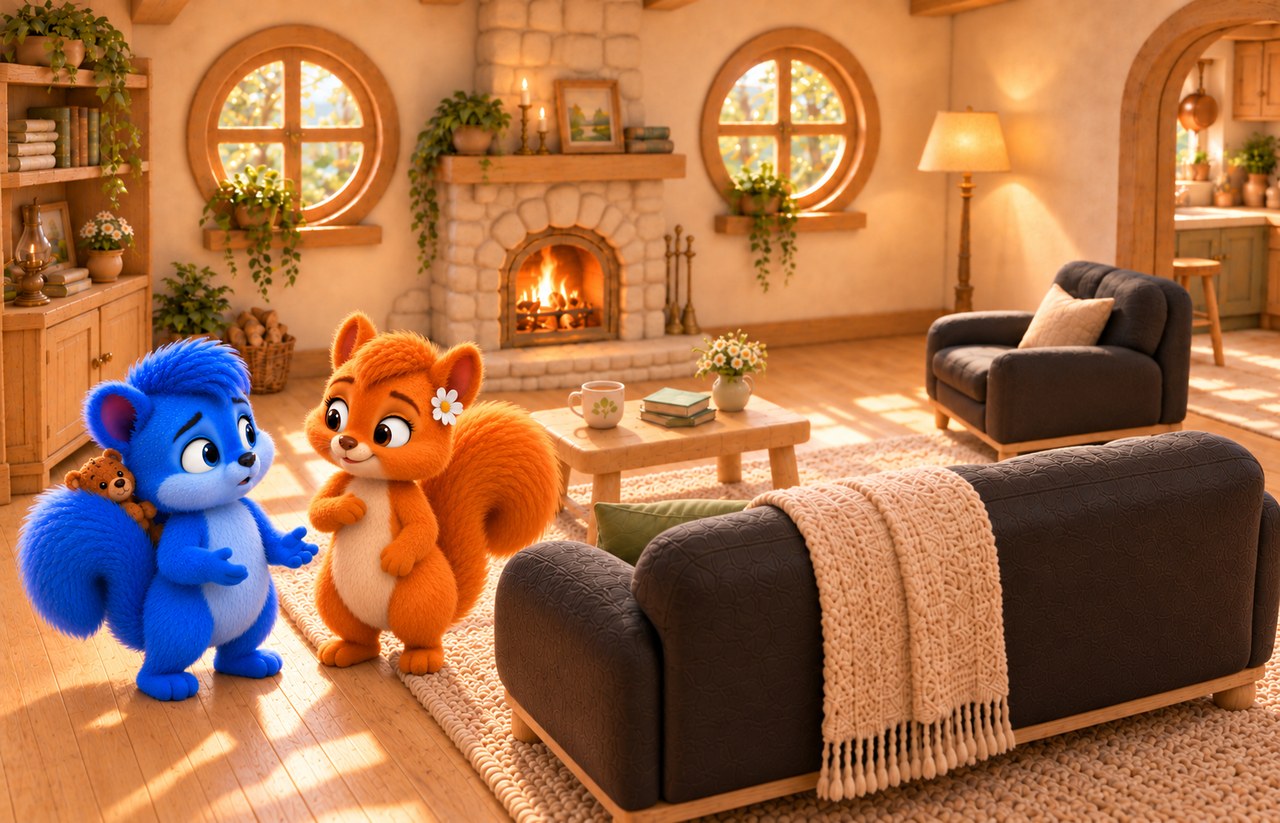 Flauschi gives a puzzled Puschel a gentle hint.