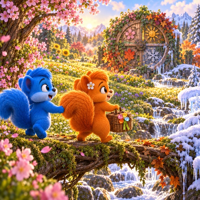 Hinter dem letzten Hügel öffnet sich der verwilderte Garten – und eine schmale Wurzelbrücke lässt sich nur gemeinsam überqueren.