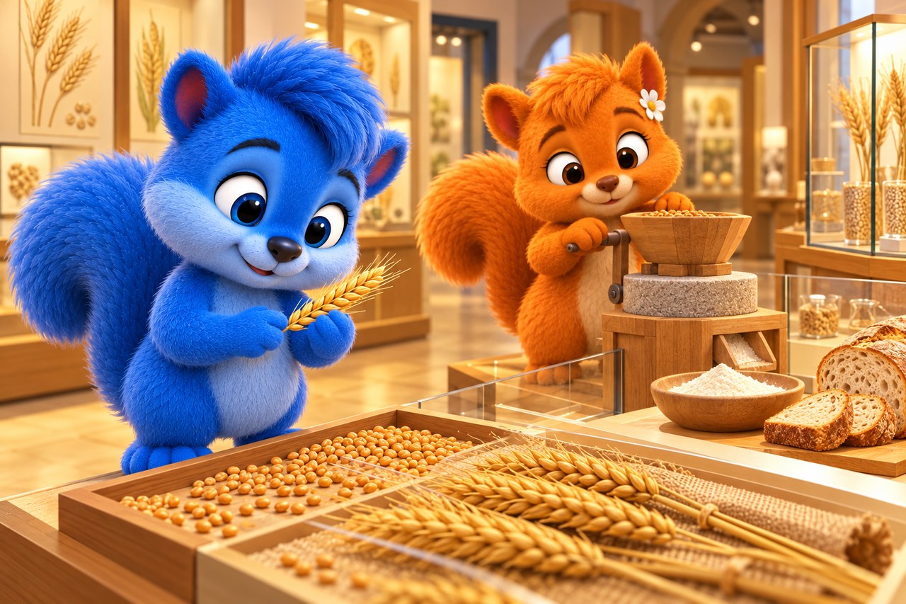 The museum route uses wheat as its example. Other cereals and breads may need different processing and ingredients.